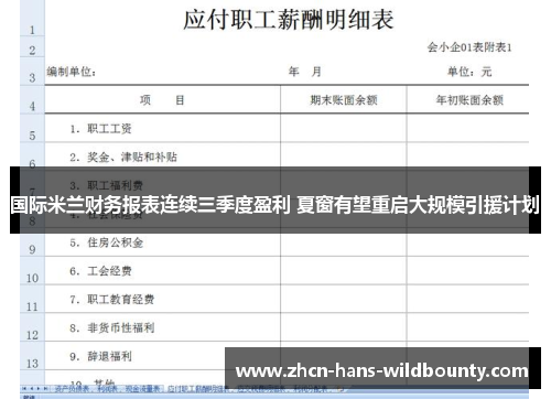 国际米兰财务报表连续三季度盈利 夏窗有望重启大规模引援计划
